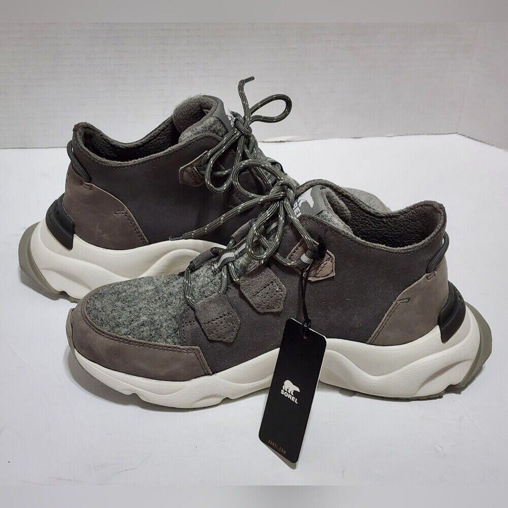 Sorel Kinetic RNGD Caribou Womens Waterproof Winter Boots Grey White US Size 8
